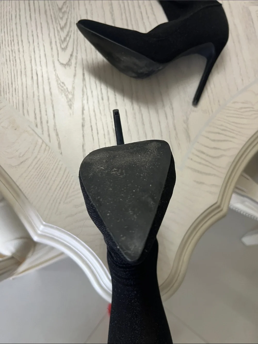 Black Over-the-Knee Stiletto Sock Boots - Women's High Heel Boots